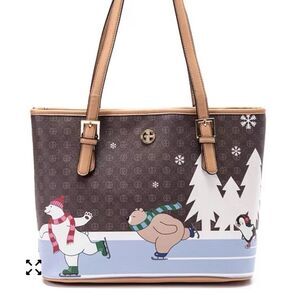 Giani Bernini for Macy’s Signature Ice Skating Bears Tote Holiday Christmas